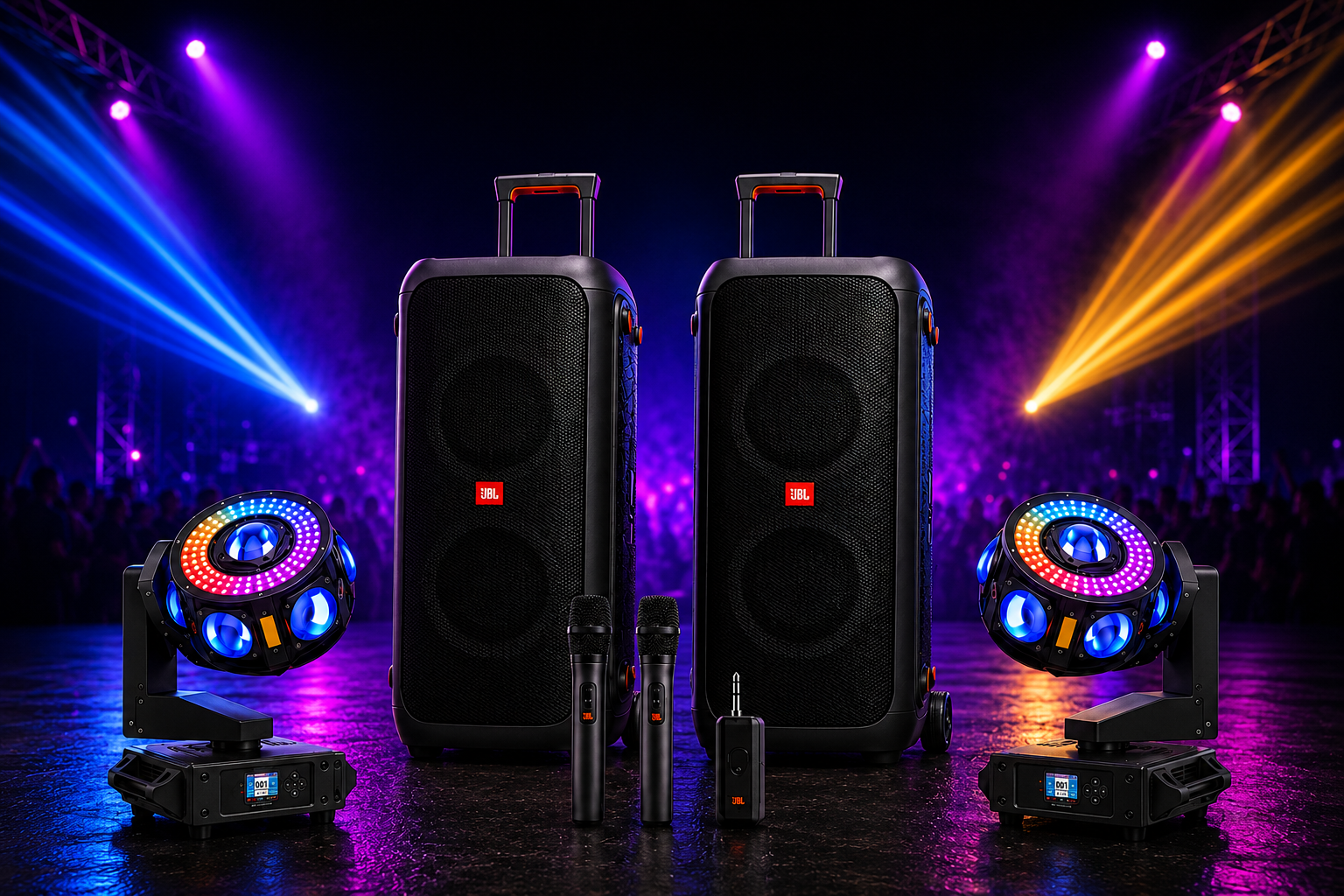 JBL-karaokelaitteet ja Moving Head -valot vuokrattavana
