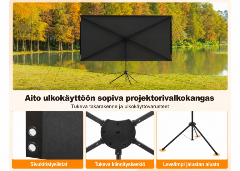 80 tuuman projektorivalkokangas jalustalla